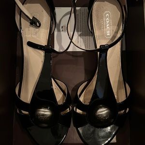 Black patent leather- strappy w/silver heel! Nothing but love for these shoes!!